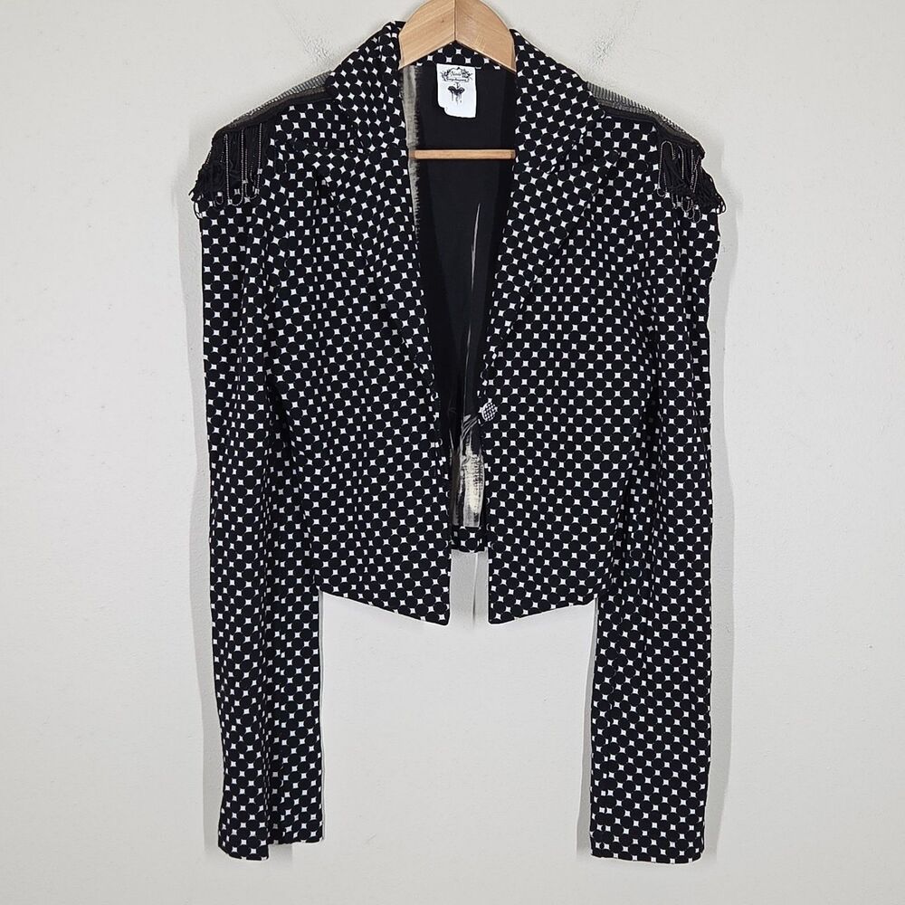 Nuvula Wear Your Imagination Polka Dot Blazer Jacket Artsy Chainmail Chain XL